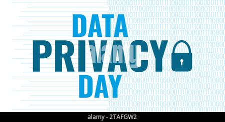 Illustrazione del World Data Privacy Day di gennaio 28. Sistemi di identificazione digitale. Modello banner, poster, Web design vettoriale. Illustrazione Vettoriale