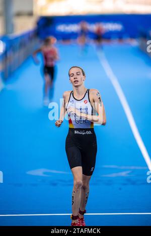 Annika Koch partecipa a Pontevedra nel World Triathlon Championship Series 2023. Foto Stock