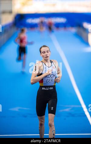 Annika Koch partecipa a Pontevedra nel World Triathlon Championship Series 2023. Foto Stock