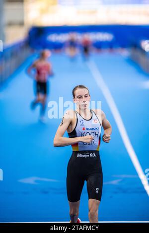 Annika Koch partecipa a Pontevedra nel World Triathlon Championship Series 2023. Foto Stock