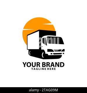 vettore di design del logo del veicolo per la consegna delle merci Illustrazione Vettoriale