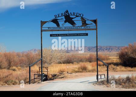 Arco d'ingresso, Bernardo Wildlife Management area, New Mexico Foto Stock