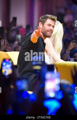 30 novembre 2023, San Paolo, San Paolo, Brasile, Brasile: l'attore Chris Hemsworth parla al pubblico del film Furiosa durante il Comic-con Experience (CCXP) 2023 al Sao Paulo Expo il 30 novembre 2023, a San Paolo, Brasile. (Foto di Leandro Bernardes/PxImages) (immagine di credito: © Leandro Bernardes/PX Imagens via ZUMA Press Wire) SOLO USO EDITORIALE! Non per USO commerciale! Foto Stock