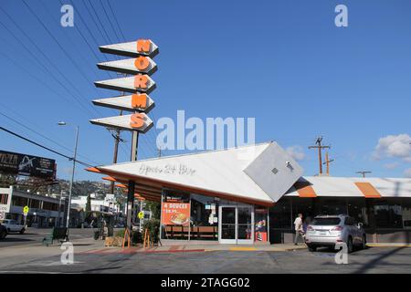 Norms Diner Los Angeles Googie architettura Mid Century Foto Stock