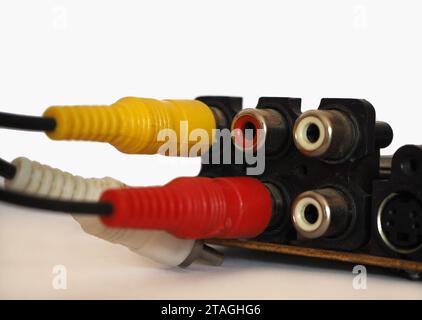 Cavi audio video e jack audio-video. Foto Stock