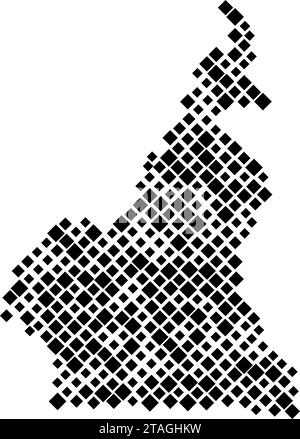 Mappa del Camerun da un modello di rombiuli neri di diverse dimensioni. Illustrazione vettoriale. Illustrazione Vettoriale