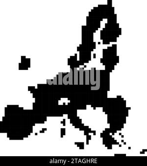 Sagoma della mappa dell'Unione europea da pixel quadrati neri. Illustrazione vettoriale. Illustrazione Vettoriale