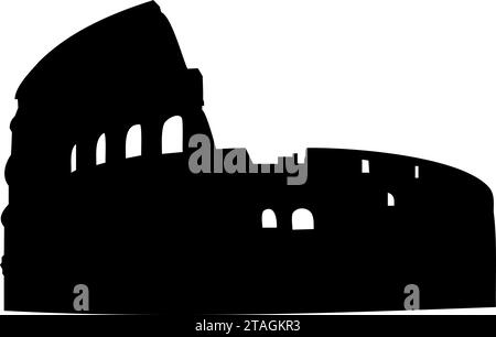 Krasnodar, Federazione Russa – 26 agosto 2021: Sagoma nera del Colosseo, Anfiteatro Flavio, monumento architettonico dell'antica Roma. Illustrazione Vettoriale