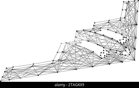 Aerei, bombardieri stealth strategici da linee nere poligonali astratte e futuristiche. Concetto di poly basso. Illustrazione vettoriale. Illustrazione Vettoriale