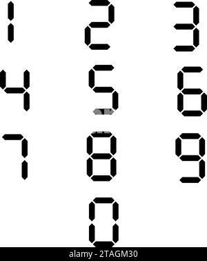 Numeri da 0 a 9, font set di caratteri, digitale dei segmenti, illustrazione vettoriale. Illustrazione Vettoriale