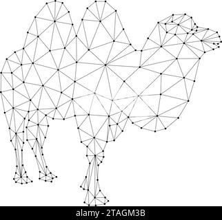 Cammello, due - goffrato, da linee nere poligonali astratte e futuristiche. Illustrazione vettoriale. Illustrazione Vettoriale