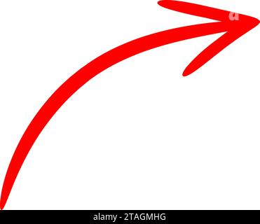 Icona con freccia rossa su sfondo bianco, icona indicata per il sito Web. Illustrazione Vettoriale