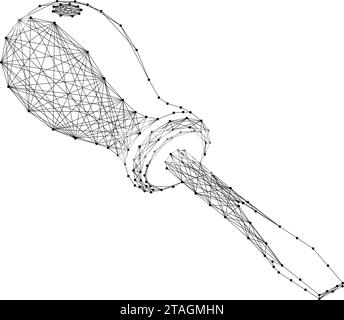 Cacciavite a faccia diritta, utensile di montaggio manuale, da linee nere poligonali astratte e futuristiche. Concetto di poly basso. Illustrazione vettoriale. Illustrazione Vettoriale