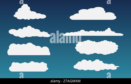 raccolta di illustrazioni di design piatto cloud isolato Illustrazione Vettoriale