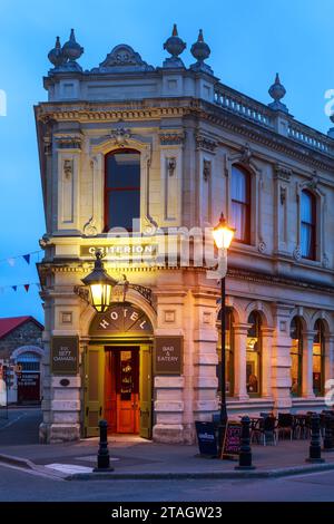 Lo storico Criterion Hotel, costruito nel 1877, a Oamaru, nuova Zelanda Foto Stock