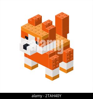 Allegro cane corgi in isometria. Vettore Illustrazione Vettoriale