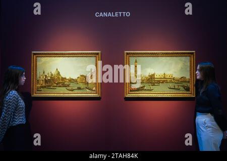 Londra Regno Unito. Dicembre 2023. CANALE GIOVANNI ANTONIO, CHIAMATO CANALETTO (VENEZIA 1697-1768) Venezia: La foce del Canal grande da est; e il Molo, con la Piazzetta e il Palazzo Ducale, dal bacino (stima), GBP 8.000.000 – GBP 12.000.000 Christie's Classic Week che abbraccia l'arte dell'antichità t.o del XXI secolo. La vendita ha luogo il 9 dicembre al Christie's London. Crediti: amer ghazzal/Alamy Live News . Foto Stock