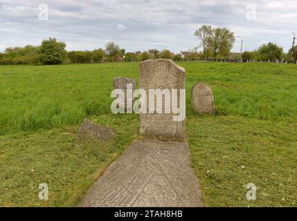 Belz, Ucraina - 11 maggio 2015: Vecchio cimitero ebraico nella città di Belz, regione di Leopoli, Ucraina. Foto Stock