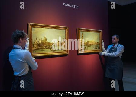 Londra Regno Unito. Dicembre 2023. CANALE GIOVANNI ANTONIO, CHIAMATO CANALETTO (VENEZIA 1697-1768) Venezia: La foce del Canal grande da est; e il Molo, con la Piazzetta e il Palazzo Ducale, dal bacino (stima), GBP 8.000.000 – GBP 12.000.000 Christie's Classic Week che abbraccia l'arte dell'antichità t.o del XXI secolo. La vendita ha luogo il 9 dicembre al Christie's London. Crediti: amer ghazzal/Alamy Live News . Foto Stock