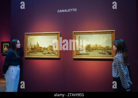 Londra Regno Unito. Dicembre 2023. CANALE GIOVANNI ANTONIO, CHIAMATO CANALETTO (VENEZIA 1697-1768) Venezia: La foce del Canal grande da est; e il Molo, con la Piazzetta e il Palazzo Ducale, dal bacino (stima), GBP 8.000.000 – GBP 12.000.000 Christie's Classic Week che abbraccia l'arte dell'antichità t.o del XXI secolo. La vendita ha luogo il 9 dicembre al Christie's London. Crediti: amer ghazzal/Alamy Live News . Foto Stock