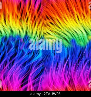 Sfondo colorato astratto con linee e onde di colori e texture diversi. Sfondo astratto colorato. Arte frattale digitale. Rendering 3D. Foto Stock