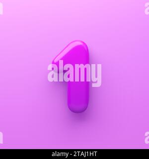 3D Viola numero 1 con una superficie lucida su sfondo viola . Illustrazione Vettoriale