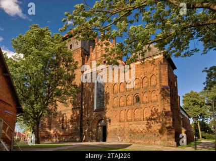 Chiesa Collegiata di San Matteo, medievale, XV secolo, a Nowy Staw in Zulawy Fens depressione, Pomorskie, Polonia Foto Stock