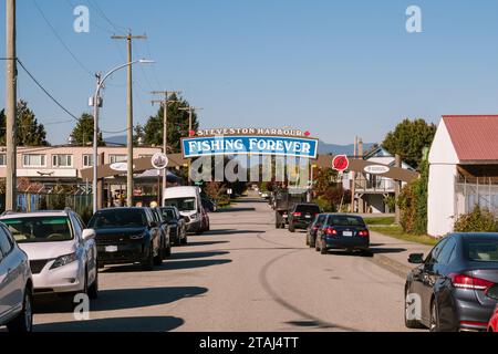 Steveston, British Columbia, Canada-7 ottobre 2023: Il villaggio di Steveston di Richmond è una destinazione unica della costa canadese ricca di storia e fascino Foto Stock