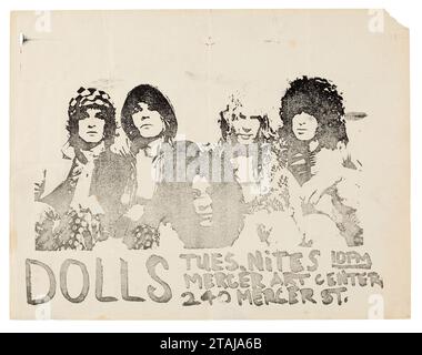 Volantino dei concerti del Mercer Art Center di New York Dolls - volantino (c 1972) Foto Stock