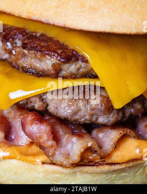 Foto ravvicinata di un hamburger con una Canon EOS 5D Mark III a Roma, nell'ottobre 2023 Foto Stock