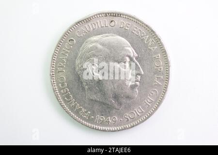 vecchie monete spagnole numismatiche provenienti dalla penisola iberica Foto Stock