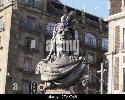 Statua del monumento Cuauhtemoc a Zocalo ciudad de mexico, città del messico Foto Stock