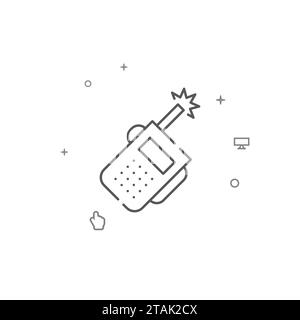 Walkie-talkie, semplice icona della linea vettoriale per comunicazioni satellitari. Simbolo, pittogramma, segno isolato su sfondo bianco. Tratto modificabile. Regolare la linea wei Illustrazione Vettoriale