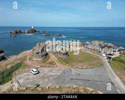 Bunker tedesco della seconda guerra mondiale la Corbière, Jersey, drone, aereo Foto Stock