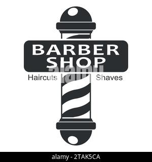 Asta del barbiere. Icona berlina da parrucchiere isolata su sfondo bianco. Cartello e simbolo del barbiere. Elemento di design per logo, etichette, emblemi. Vettore Illustrazione Vettoriale