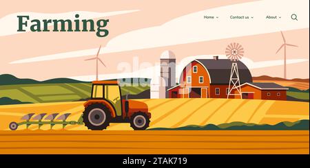 Concetto di vettore agricolo e agricolo Illustrazione Vettoriale