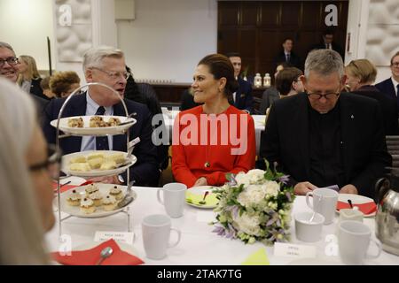 Londra, Regno Unito. 1 dicembre 2023. LONDRA, REGNO UNITO 20231201Principessa della Corona Vittoria durante un caffè d'Avvento presso la Chiesa di Svezia a Londra. Foto: Christine Olsson/TT/Code 10430 credito: TT News Agency/Alamy Live News Foto Stock