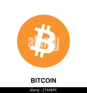 Logo piatto blockchain Bitcoin crypto currency isolato su sfondo bianco. Illustrazione vettoriale Illustrazione Vettoriale