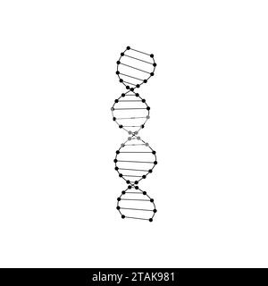 Icona DNA nero in stile piatto isolata sullo sfondo. Vettore Illustrazione Vettoriale