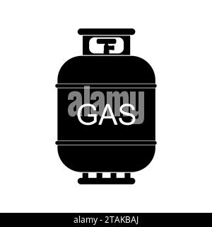 Icona del serbatoio del gas in stile piatto. Gas carburante a pressione della bombola di propano lpd isolato su sfondo bianco. Illustrazione Vettoriale