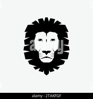 Icona Black Lion Head su sfondo bianco. Illustrazione vettoriale Illustrazione Vettoriale