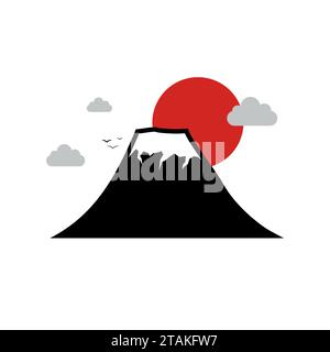 Giappone e monte Fuji, punto di riferimento per i viaggi. Illustrazione vettoriale Illustrazione Vettoriale
