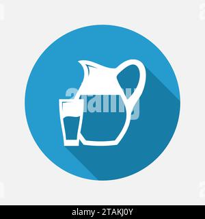 Icona vetro e caraffa. Illustrazione vettoriale progettazione piatta Illustrazione Vettoriale