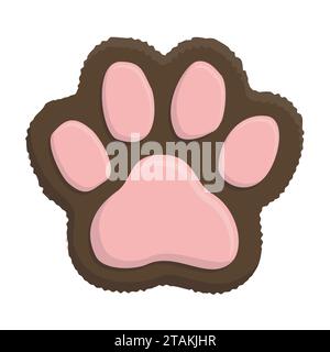 Zampa gattino marrone. Stampa della zampa di gatto animale in stile piatto isolata su sfondo bianco. Illustrazione Vettoriale