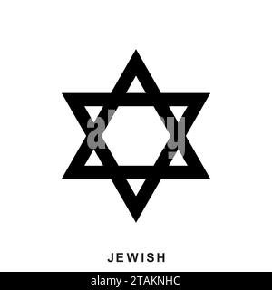 Icona della Stella ebraica di David in stile piatto isolata su sfondo bianco. Icona ebraica isolata su sfondo bianco Illustrazione Vettoriale