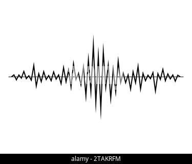 Onde sonore nere isolate su sfondo bianco. Tecnologia equalizzatore audio, musica a impulsi. Illustrazione vettoriale Illustrazione Vettoriale