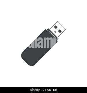 Icona dello stick di memoria USB dell'unità flash isolata su sfondo bianco. Illustrazione Vettoriale