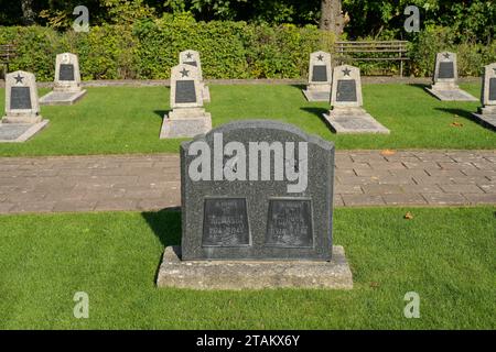 Grabsteine, Gedenkstätte Seelower Höhen, Seelow, Landkreis Märkisch-Oderland, Brandeburgo, Deutschland *** lapidi, Seelow Heights Memorial, Seelow, Märkisch Oderland District, Brandeburgo, Germania credito: Imago/Alamy Live News Foto Stock