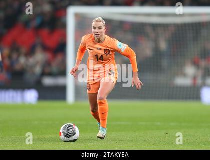 Wembley Stadium, Londra, Regno Unito. 1 dicembre 2023. Women Nations League International Football, Inghilterra contro Paesi Bassi; Jackie Groenen dei Paesi Bassi credito: Action Plus Sports/Alamy Live News Foto Stock