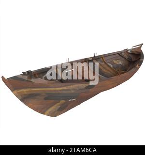 Barca in legno isolata su sfondo bianco Foto Stock